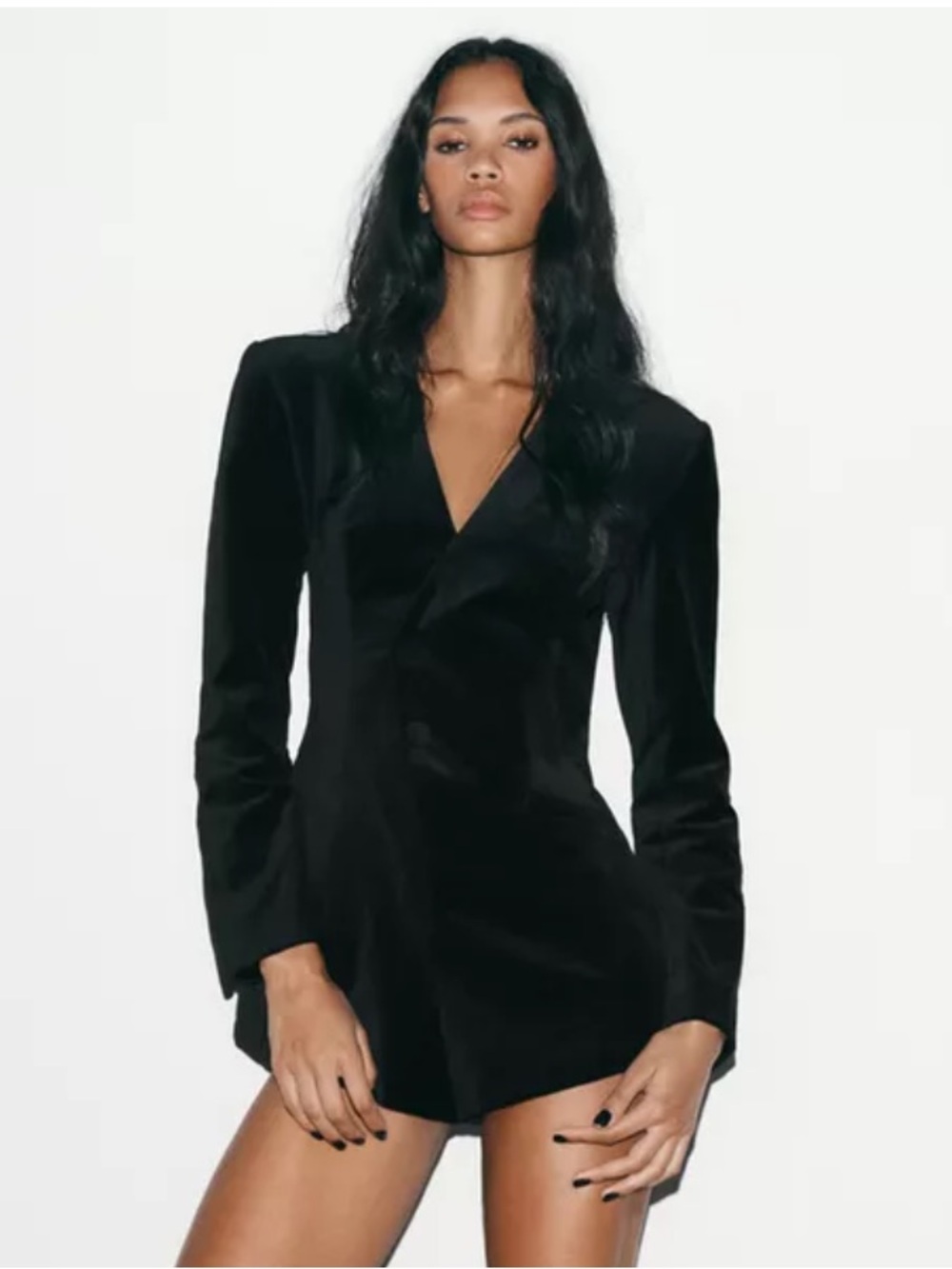 Zara Black Tailored Velvet Jumpsuit Romper